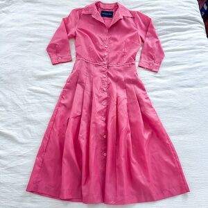 Samantha Sung 100% Silk Shirtwaist Button Up Dress. Pink Size 2